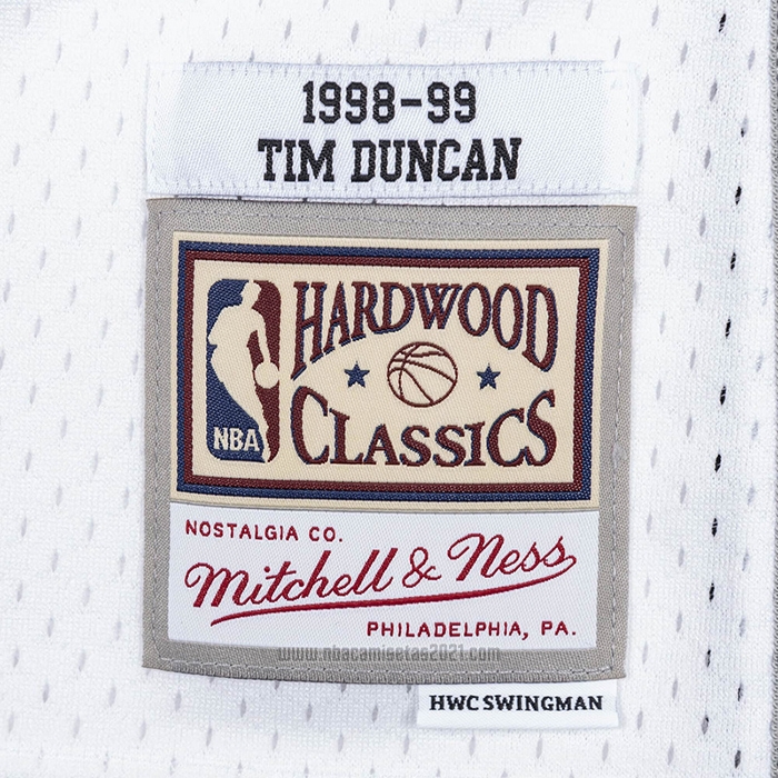 Camiseta San Antonio Spurs Tim Duncan #21 Mitchell & Ness 1998-99 Blanco